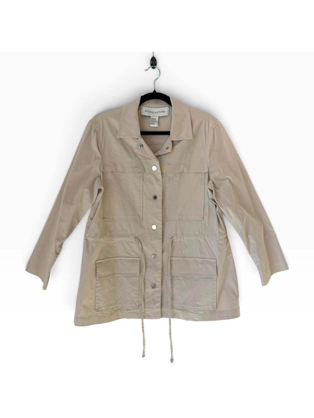 Doncaster Tan Beige Button-Front Drawstring Utility Field Jacket